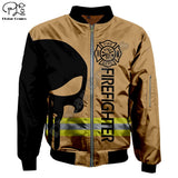 New Men Unisex Firefighter 3D Print Warm Bomber Jackets women Thick winter Casual Long Sleeve fireman Flight Jacket coat outwear