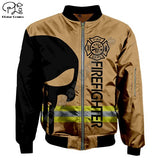 New Men Unisex Firefighter 3D Print Warm Bomber Jackets women Thick winter Casual Long Sleeve fireman Flight Jacket coat outwear