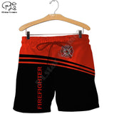 PLstar Cosmos Firefighter Men's Shorts Summer Casual Shorts Harajuku 3D Printed Loose Cool Beach Comfortable style-1