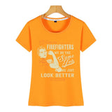 Tops T Shirt Women firefighter women firefighters just look better O-Neck Vintage Short Female Tshirt