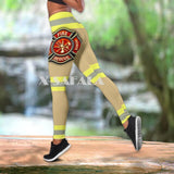 Strong Firefighter Hero Two Piece Yoga Set Women 3D Print Vest Hollow Out Tank Top High Waist Legging Summer Casual Sport1
