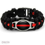 Firefighters Fireman Mom Sister Wife Dad Survival Paracord Charm Bracelets 25*18mm Glass Dome Cabochon Jewelry Men Women Gift