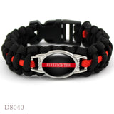 Firefighters Fireman Mom Sister Wife Dad Survival Paracord Charm Bracelets 25*18mm Glass Dome Cabochon Jewelry Men Women Gift