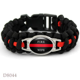 Firefighters Fireman Mom Sister Wife Dad Survival Paracord Charm Bracelets 25*18mm Glass Dome Cabochon Jewelry Men Women Gift