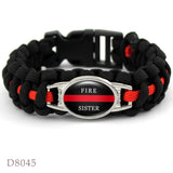Firefighters Fireman Mom Sister Wife Dad Survival Paracord Charm Bracelets 25*18mm Glass Dome Cabochon Jewelry Men Women Gift
