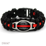 Firefighters Fireman Mom Sister Wife Dad Survival Paracord Charm Bracelets 25*18mm Glass Dome Cabochon Jewelry Men Women Gift