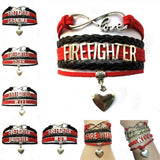 Infinity Love Fire Fighter Bracelet- Heart Charm Firefighter Daughter/Grandma/Sister/Wife/Mom Career Job  Friendship Gift