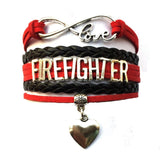Infinity Love Fire Fighter Bracelet- Heart Charm Firefighter Daughter/Grandma/Sister/Wife/Mom Career Job  Friendship Gift