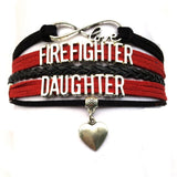 Infinity Love Fire Fighter Bracelet- Heart Charm Firefighter Daughter/Grandma/Sister/Wife/Mom Career Job  Friendship Gift