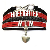 Infinity Love Fire Fighter Bracelet- Heart Charm Firefighter Daughter/Grandma/Sister/Wife/Mom Career Job  Friendship Gift