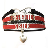 Infinity Love Fire Fighter Bracelet- Heart Charm Firefighter Daughter/Grandma/Sister/Wife/Mom Career Job  Friendship Gift