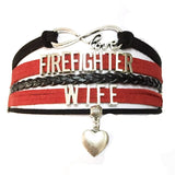 Infinity Love Fire Fighter Bracelet- Heart Charm Firefighter Daughter/Grandma/Sister/Wife/Mom Career Job  Friendship Gift