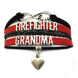 Infinity Love Fire Fighter Bracelet- Heart Charm Firefighter Daughter/Grandma/Sister/Wife/Mom Career Job  Friendship Gift