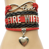 Infinity Love Fire Fighter Bracelet- Heart Charm Firefighter Daughter/Grandma/Sister/Wife/Mom Career Job  Friendship Gift
